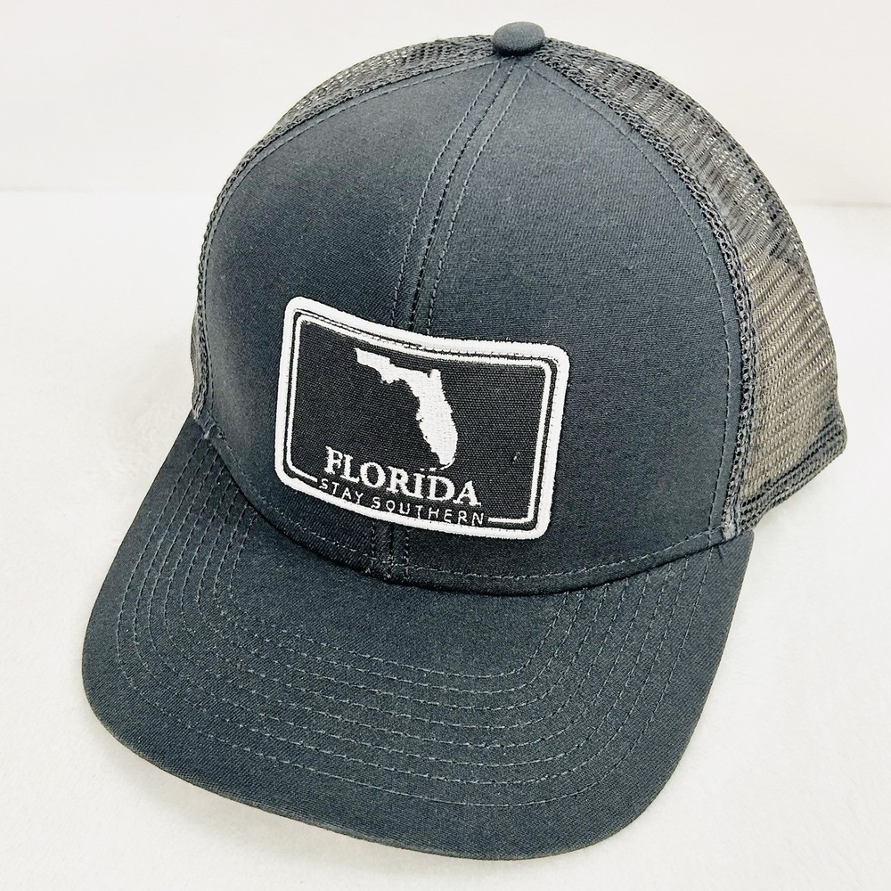 The State Company Florida Square Patch Trucker Hat Cap Adjustable Dark Gray‎